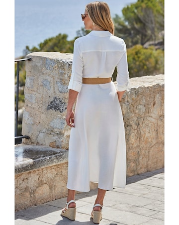 Sosandar Linen Midi Shirt Dress