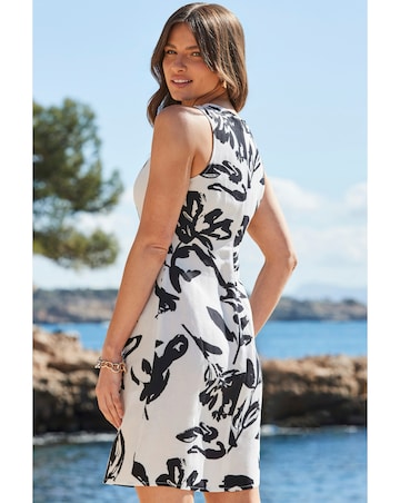 Sosandar Floral Print Linen Blend Shift Dress