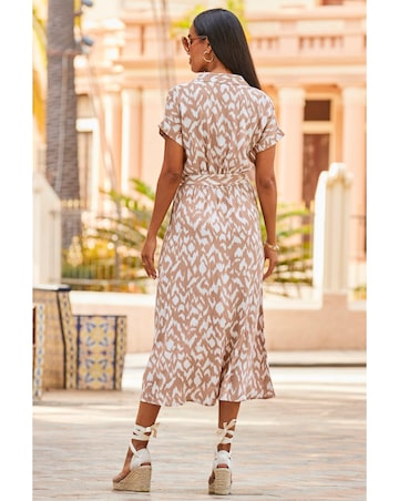 Sosandar Abstract Print Belted Shirt Dress