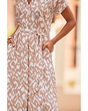 Sosandar Abstract Print Belted Shirt Dress