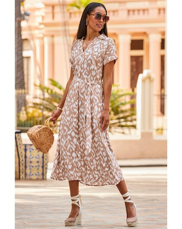 Sosandar Abstract Print Belted Shirt Dress