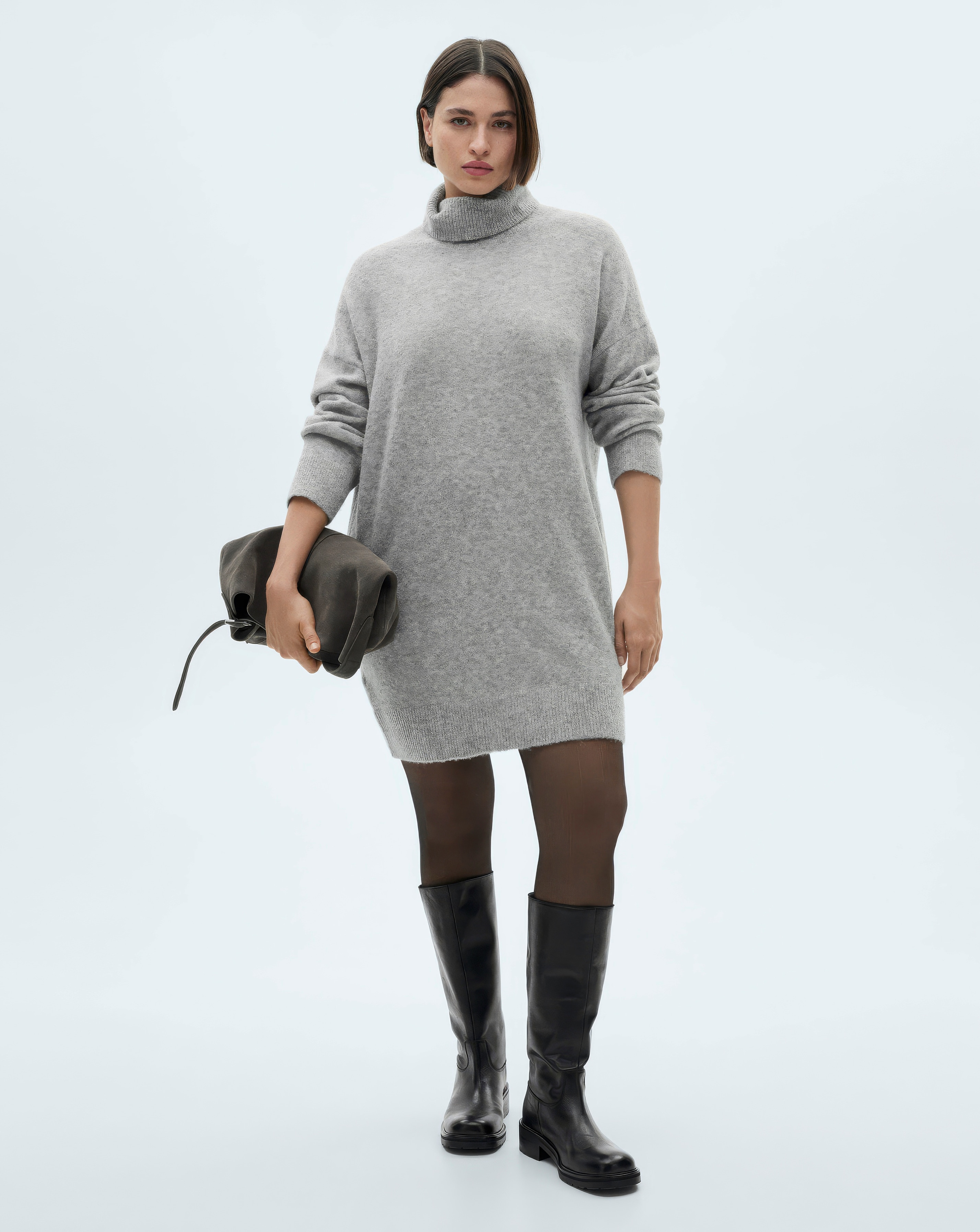 Mango Short Knitted Turtleneck Dress