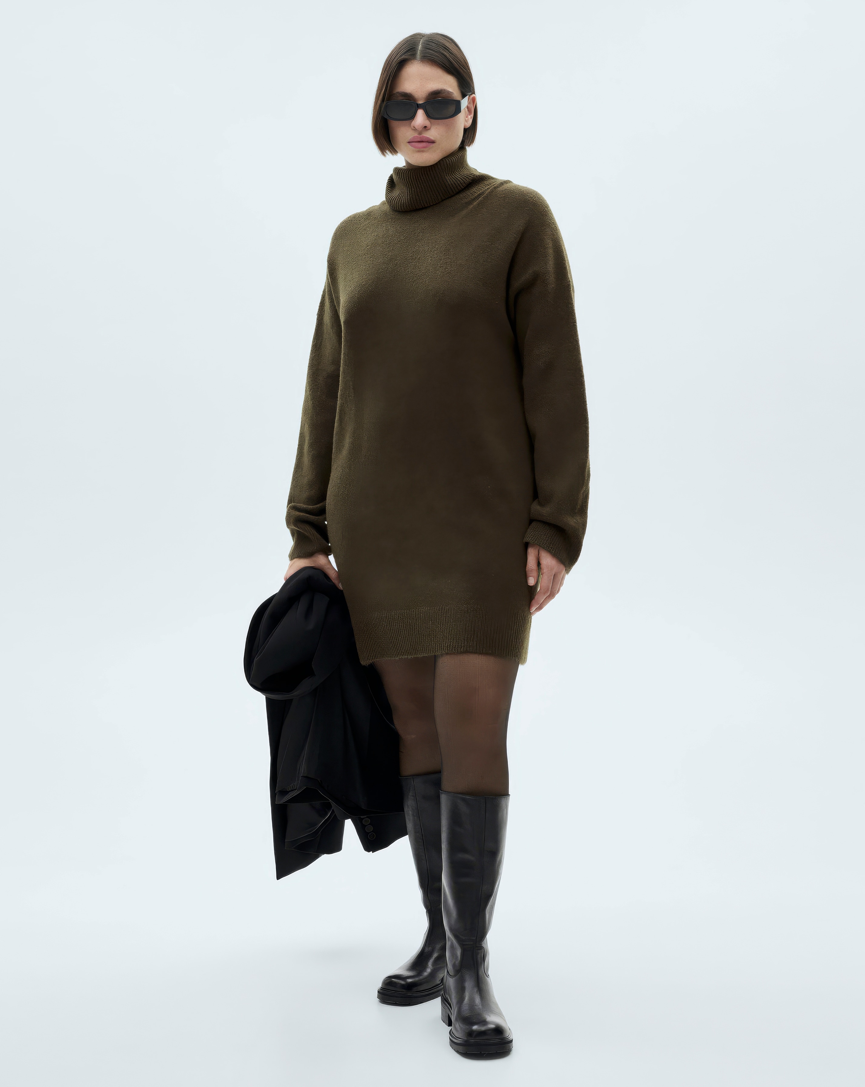 Mango Short Knitted Turtleneck Dress