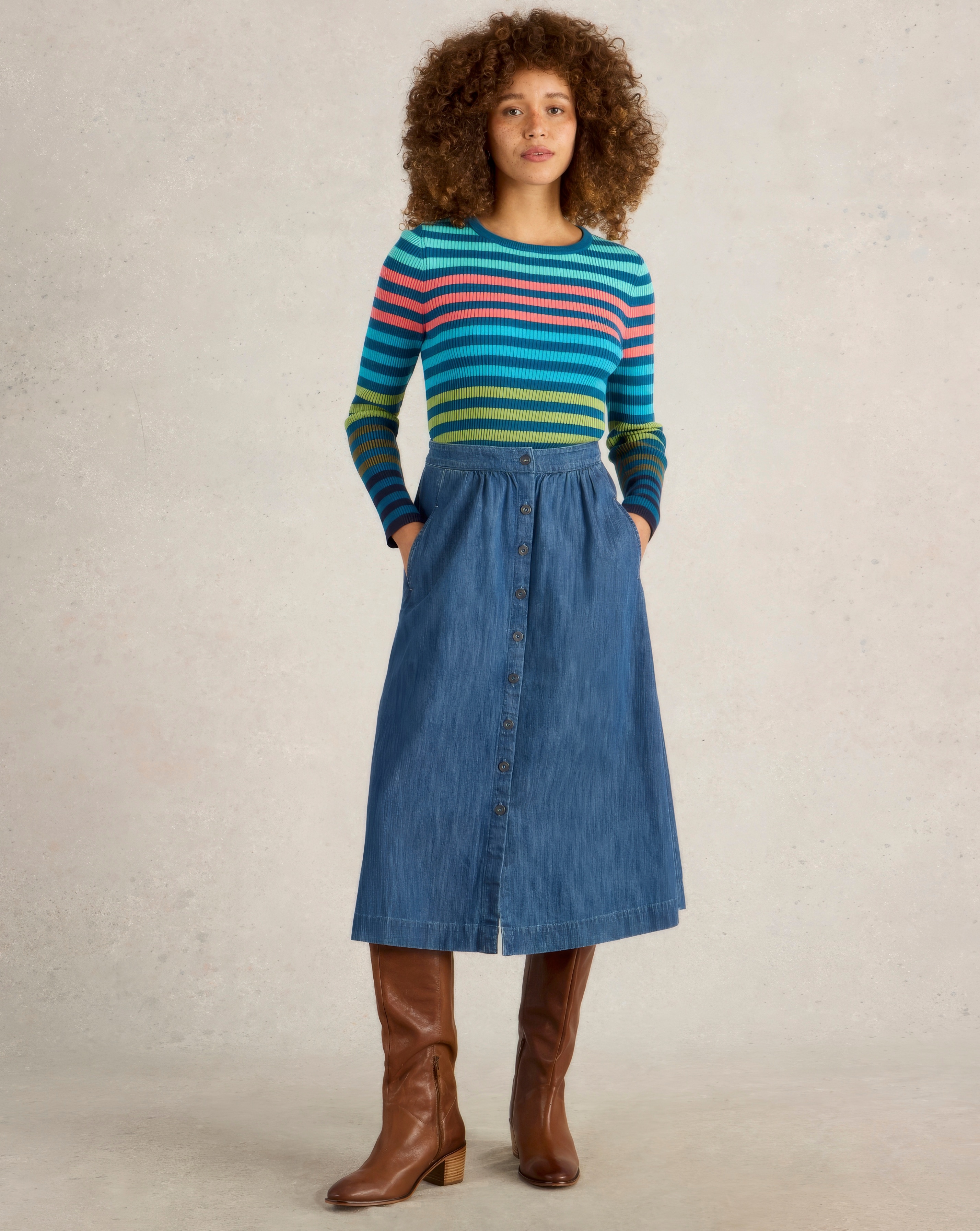 White Stuff Denim Midi Skirt