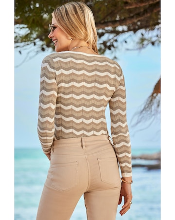 Sosandar Chevron Stripe Square Neck Jumper