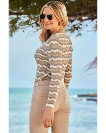 Sosandar Chevron Stripe Square Neck Jumper