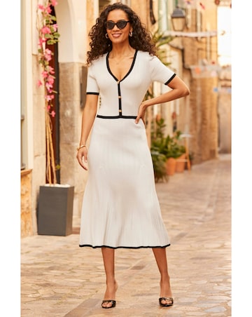 Sosandar Tipped Fit and Flare Midaxi Dress