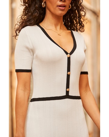 Sosandar Tipped Fit and Flare Midaxi Dress