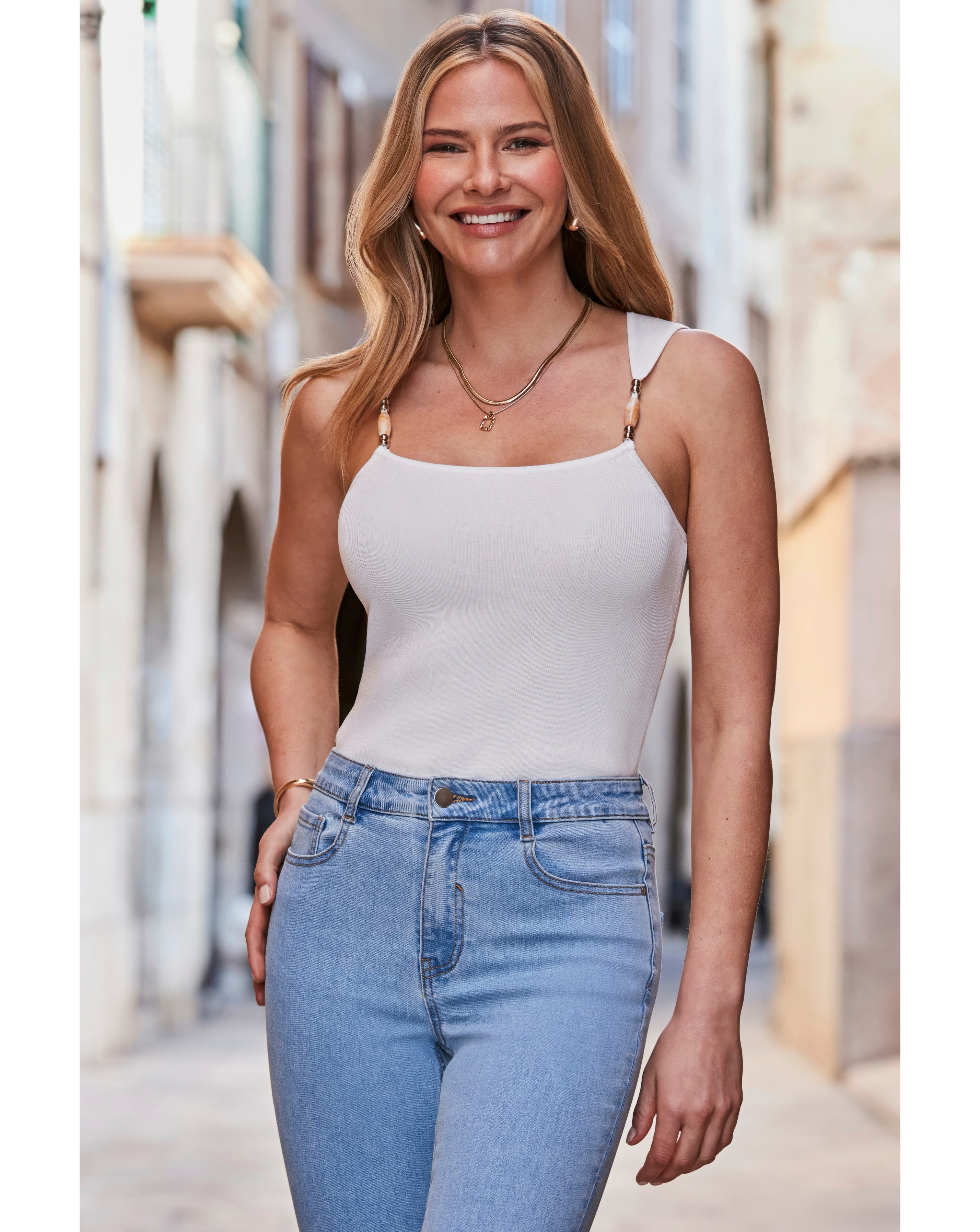 Sosandar Strappy Knit Top