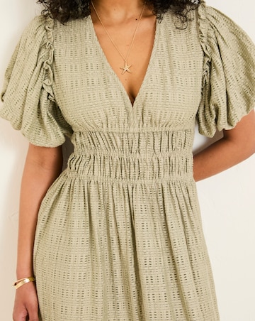 FatFace Copper & Black Tabitha Textured Dress