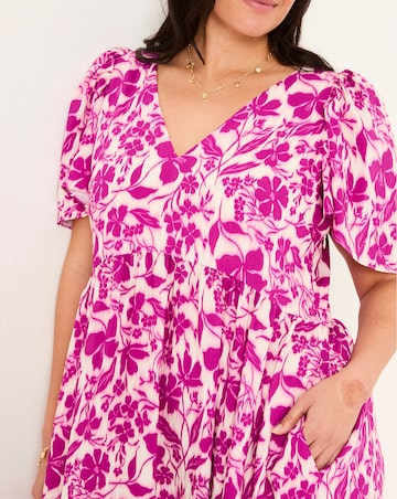 FatFace Copper & Black Marlow Flute Sleeve Dress