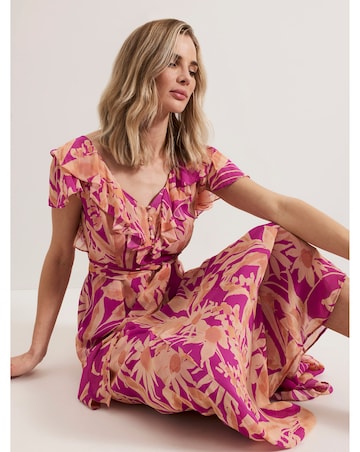 Phase Eight Dinara Printed Frill Detail Maxi Dress