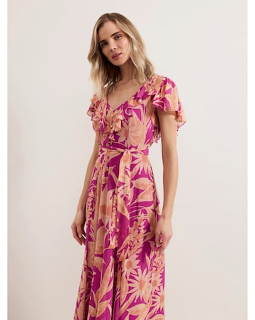 Phase Eight Dinara Printed Frill Detail Maxi Dress