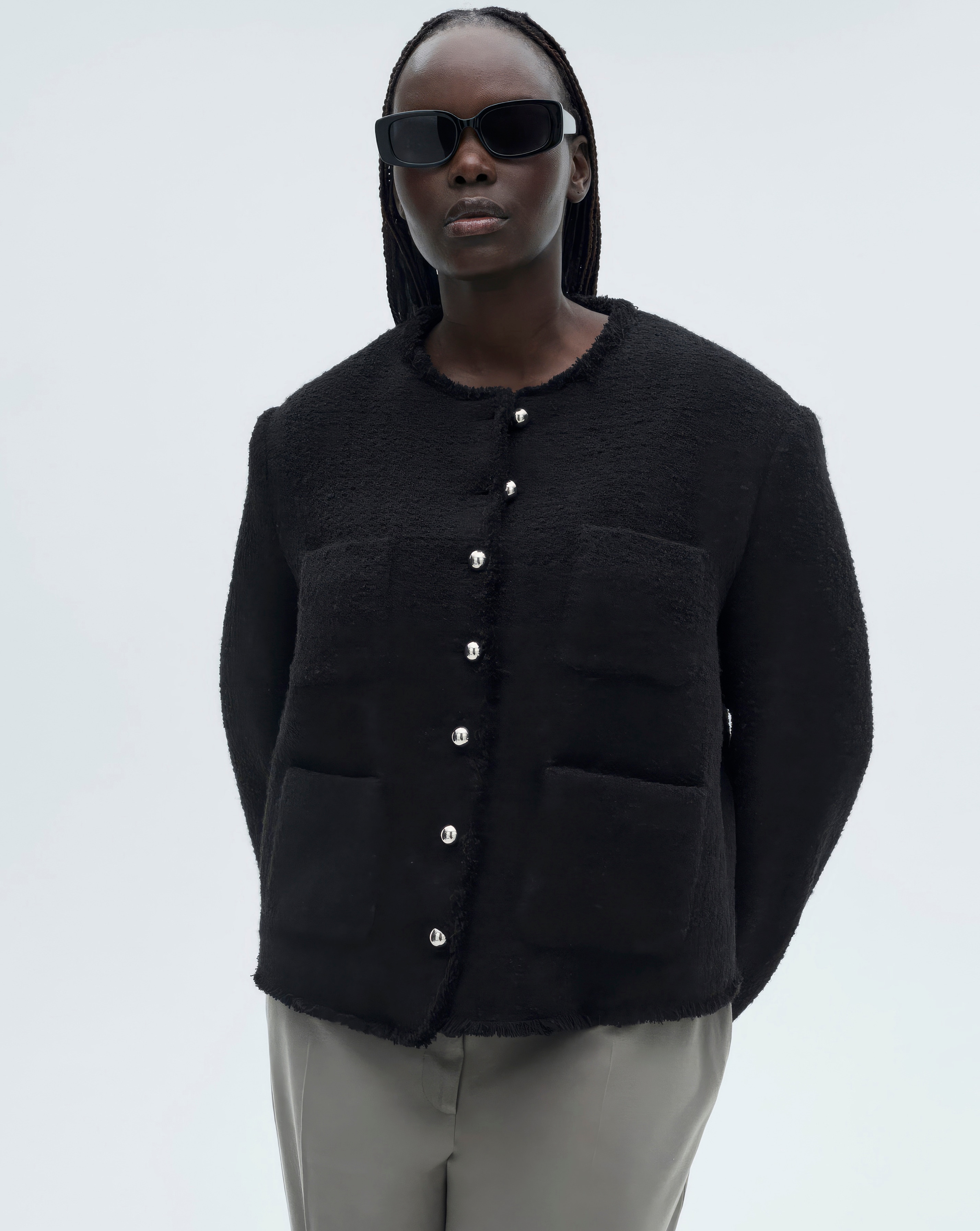 Mango Tweed Jacket with Jewel Buttons