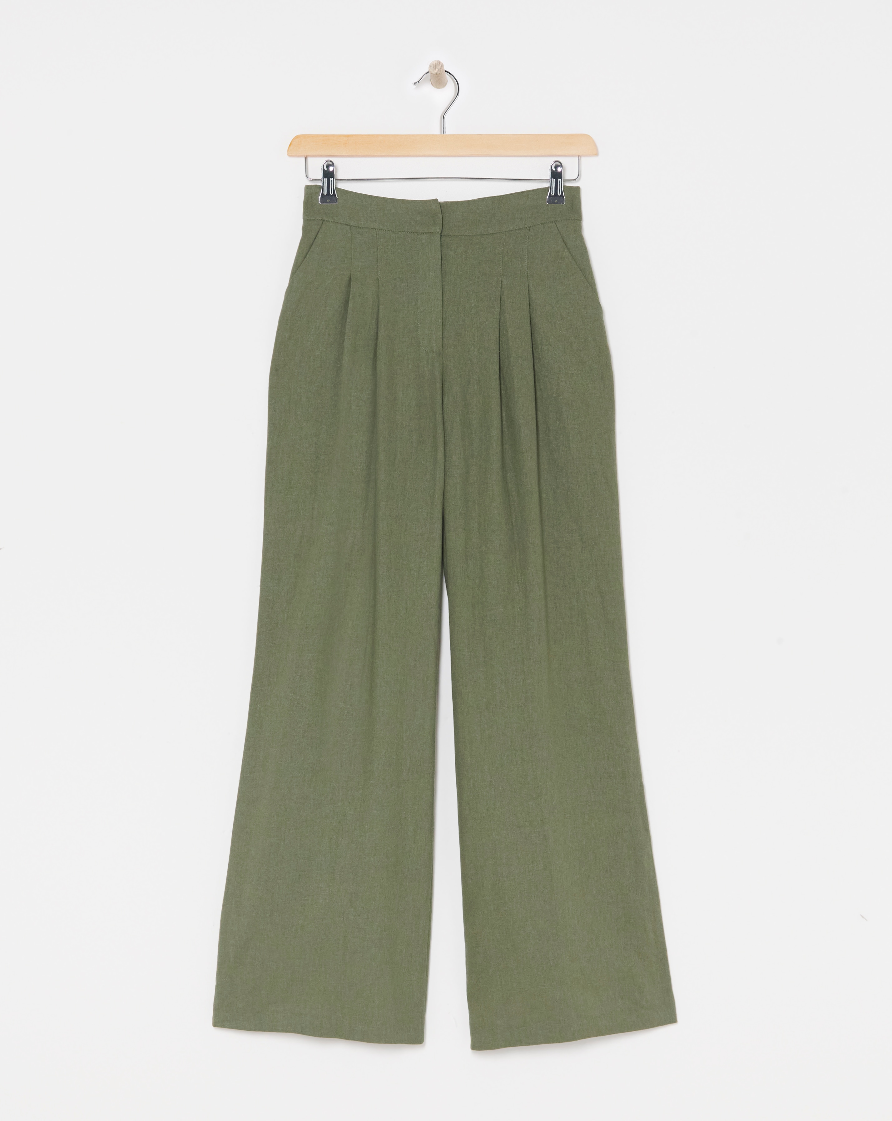 Linen Pleated Wide Leg Trousers