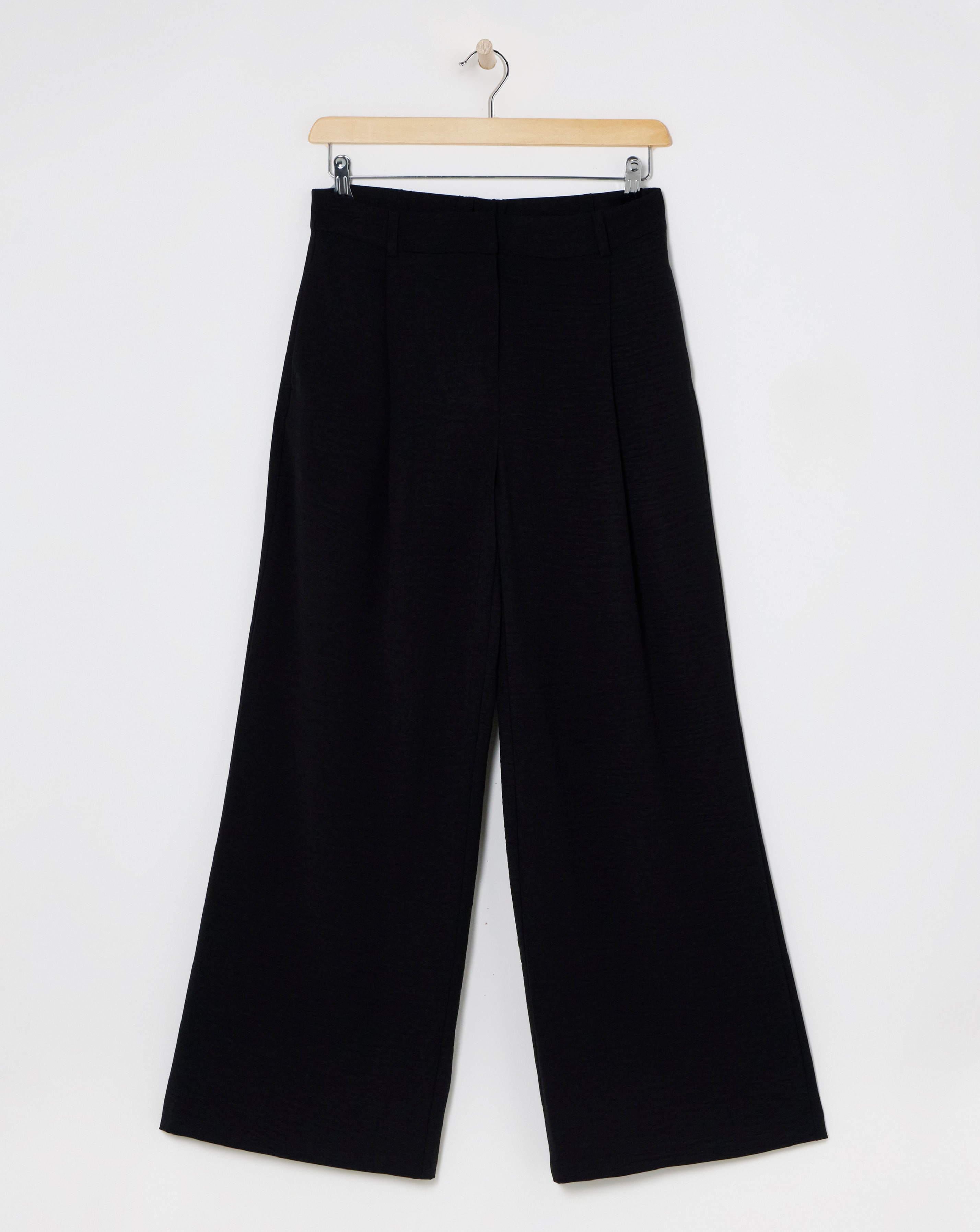 Textured Pleated Wide Leg Trousers