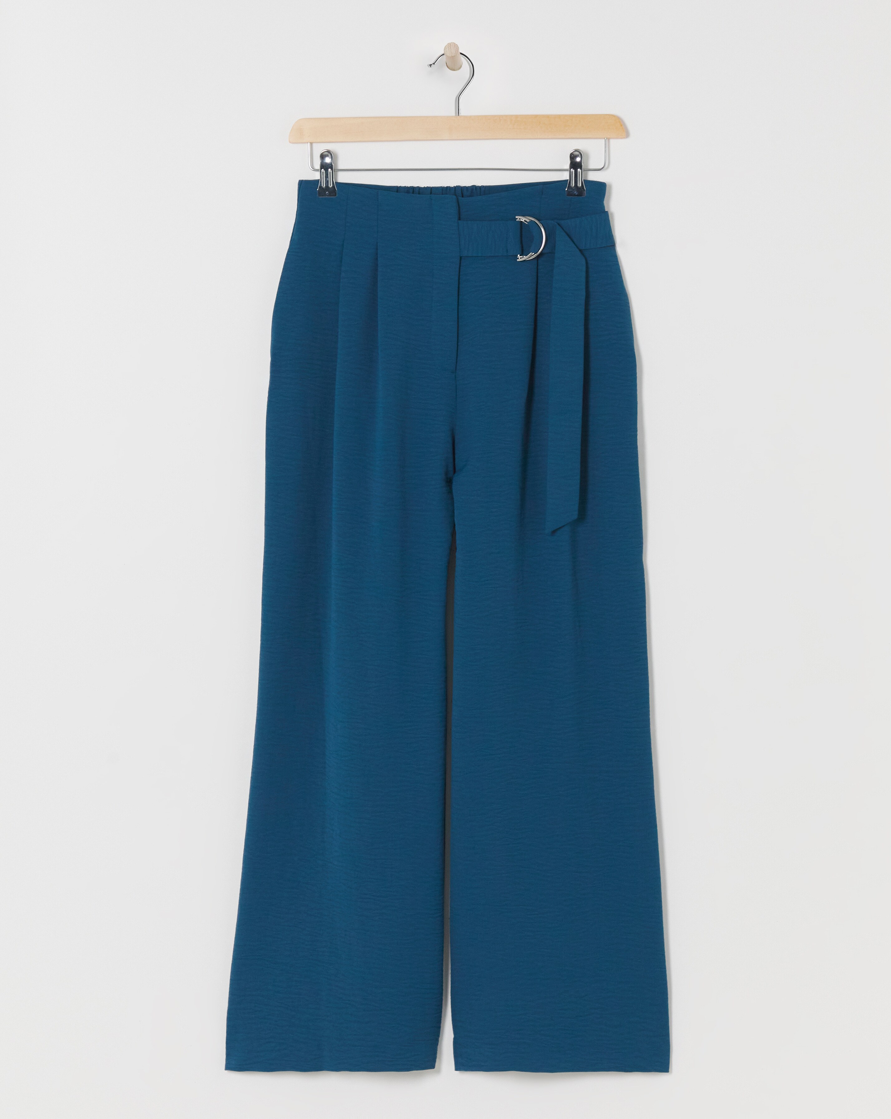 Textured Wide Leg Belted Trouser