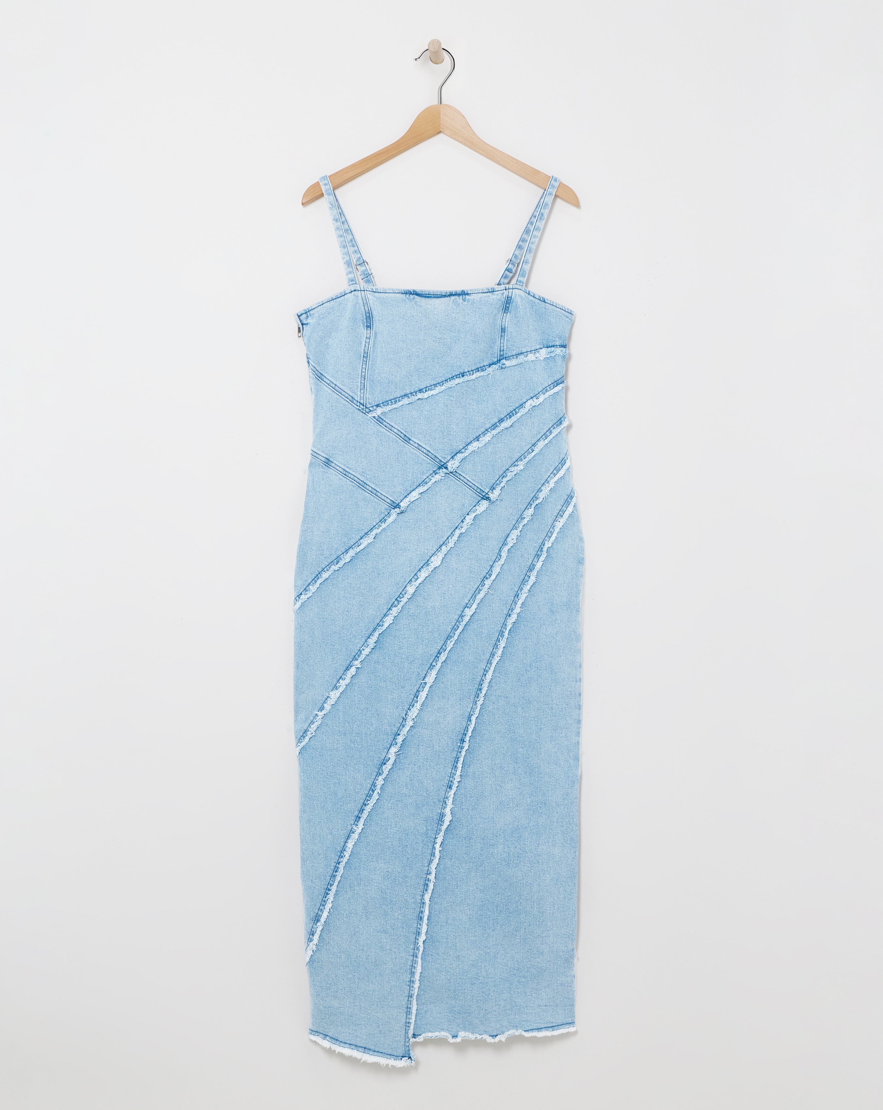 Light Blue Seamed Column Maxi Dress