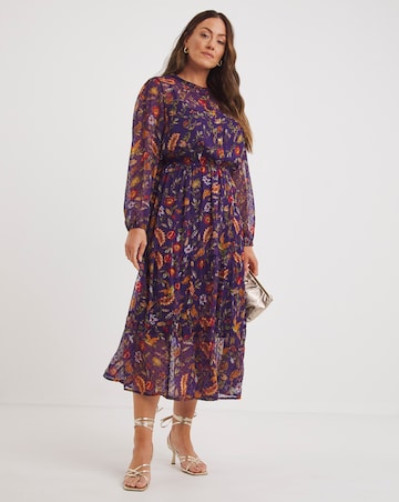 Joe Browns Purple Winter Forest Fruit Midi Chiffon Dress