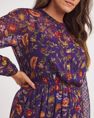 Joe Browns Purple Winter Forest Fruit Midi Chiffon Dress