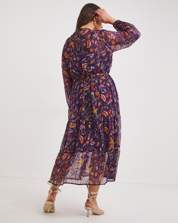 Joe Browns Purple Winter Forest Fruit Midi Chiffon Dress