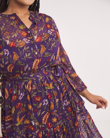 Joe Browns Purple Winter Forest Fruit Midi Chiffon Dress