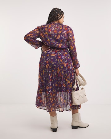 Joe Browns Purple Winter Forest Fruit Midi Chiffon Dress