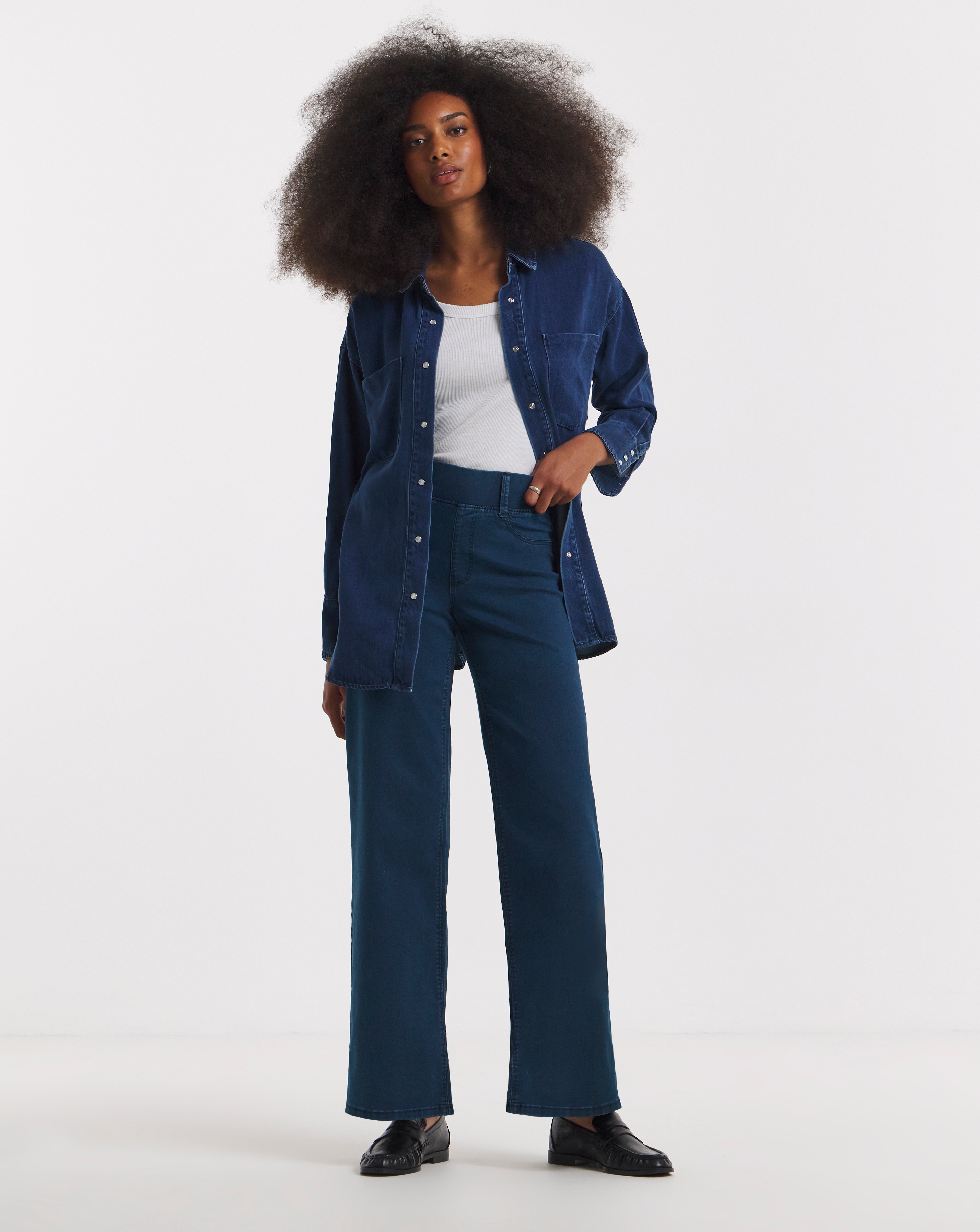 Indigo Wide Pull On Jeggings