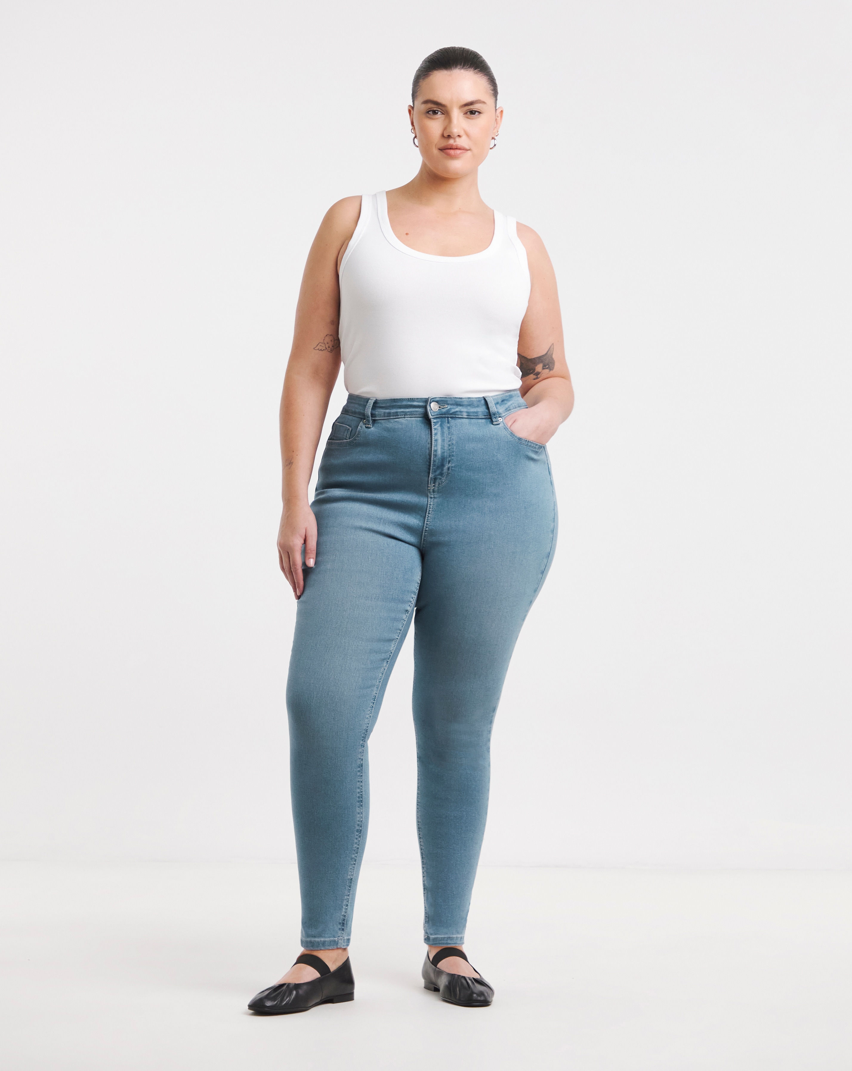 Mid Blue Skinny Highwaist Super Stretch