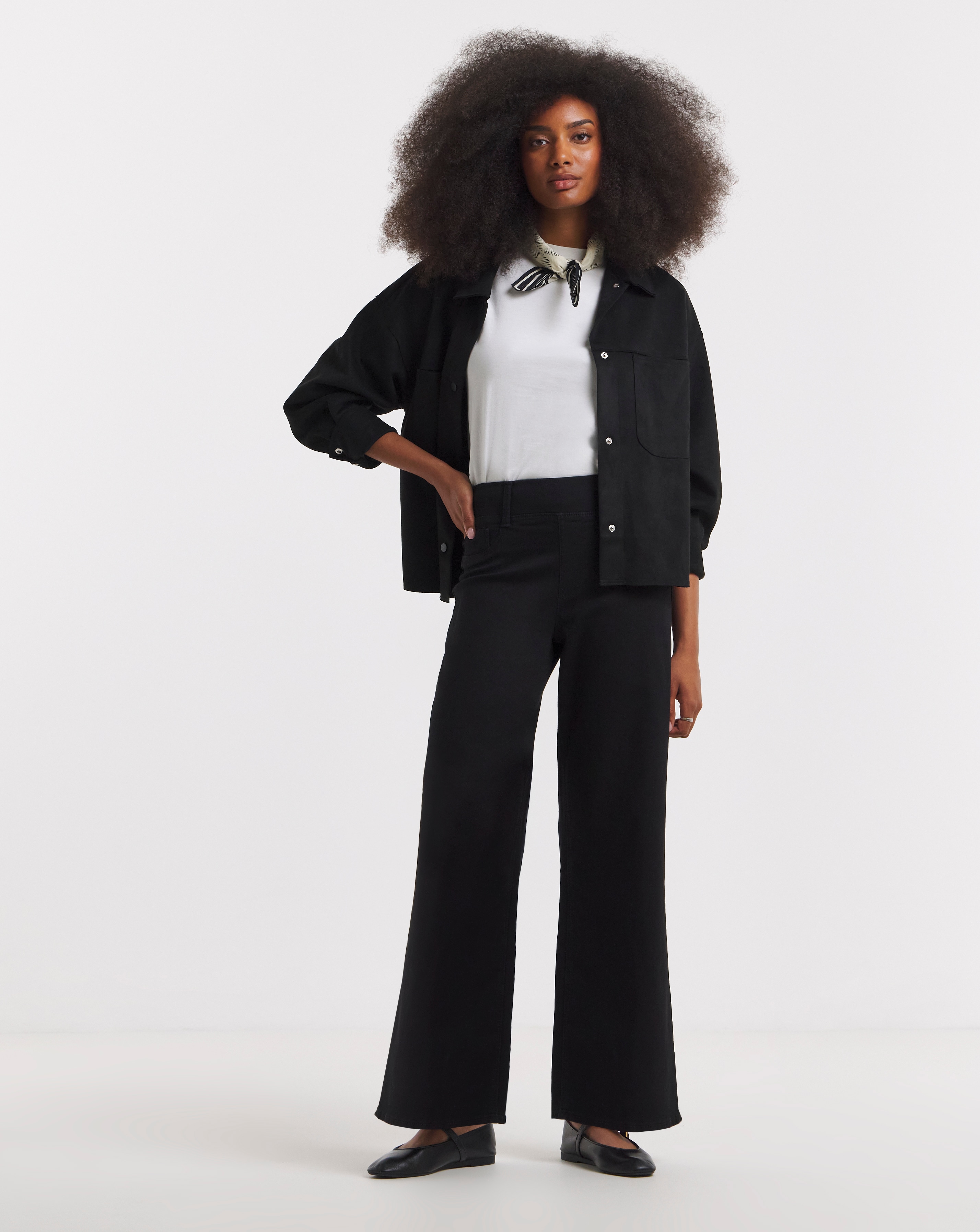 Black Wide Pull On Jeggings