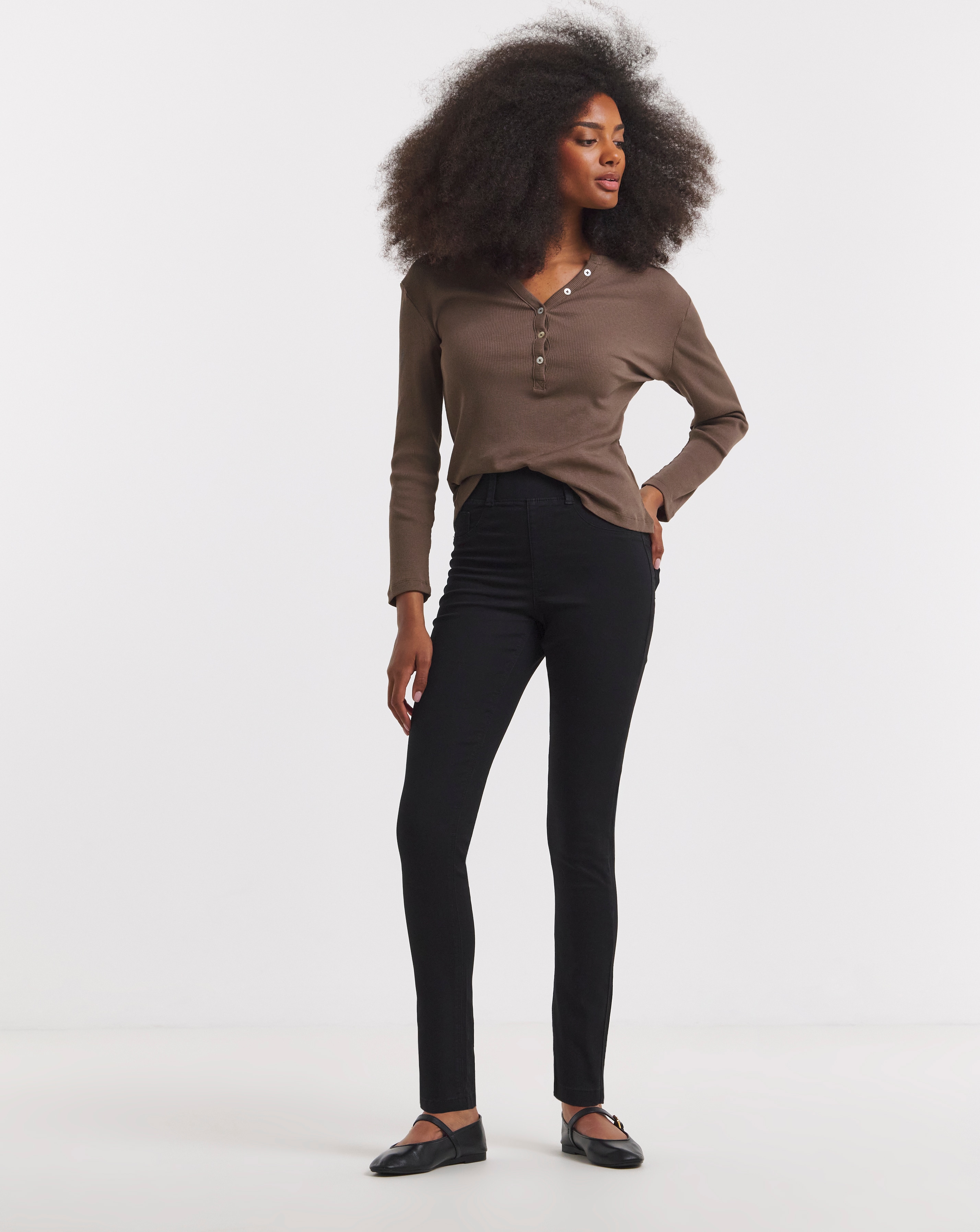 Black Slim Pull On Jeggings