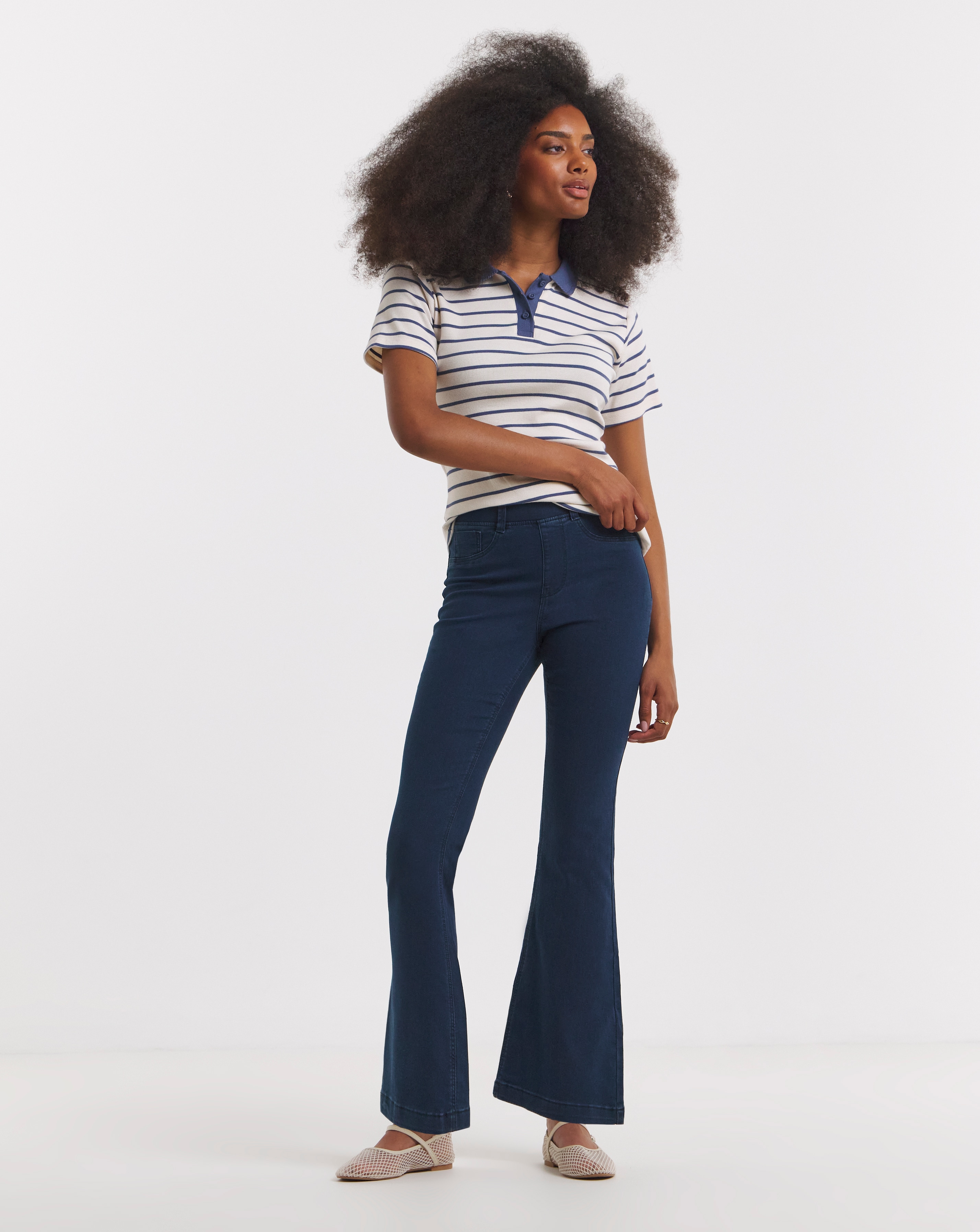 Simply Be Flared Pull On Jeggings - Blue