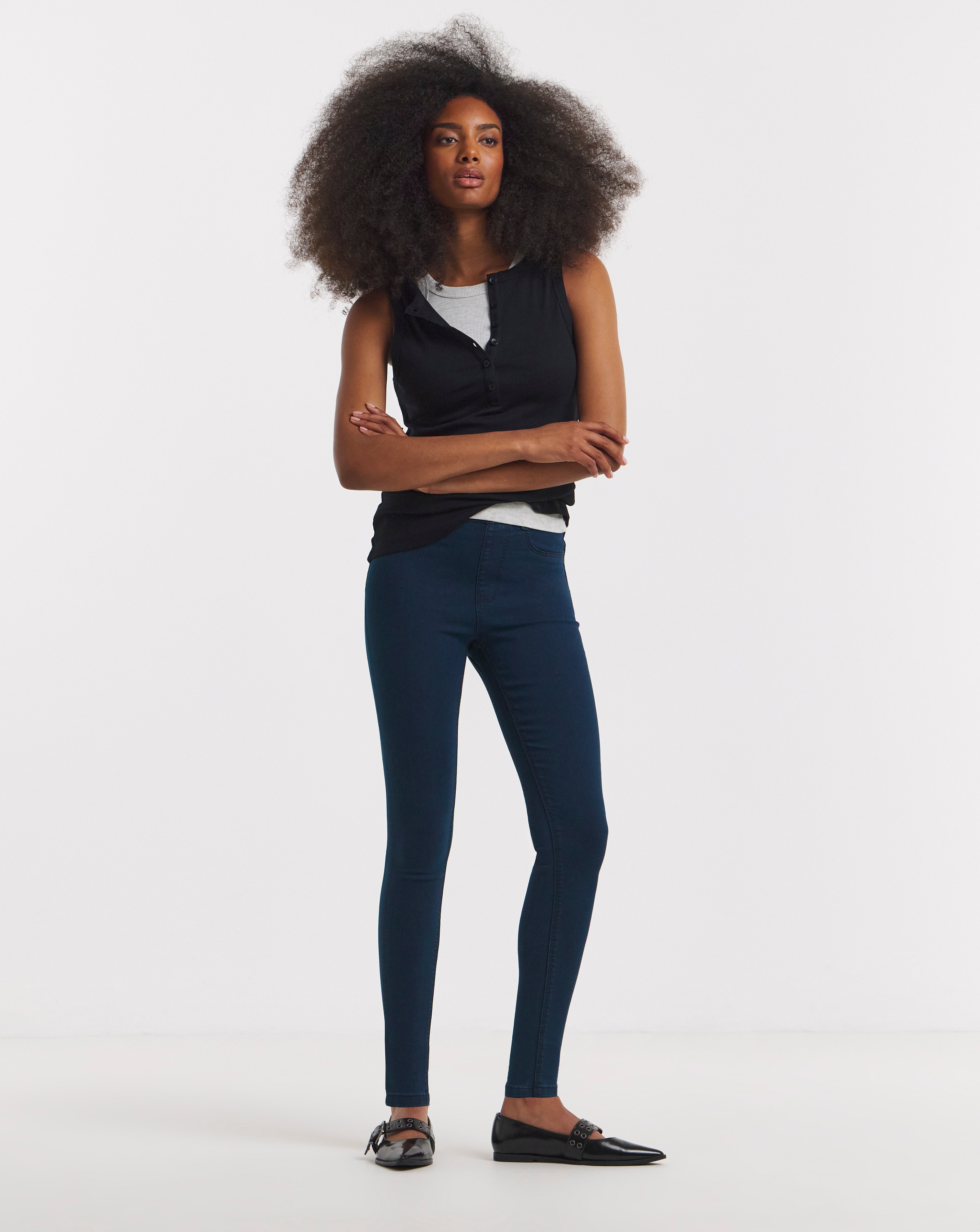 Dark Blue Skinny Pull On Jegging